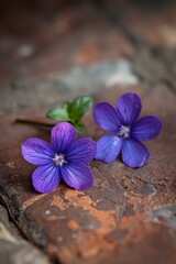 Fototapeta na wymiar Small purple flowers on the floor