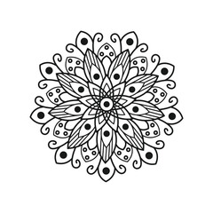 Decorative floral Mandala illustration with line art design