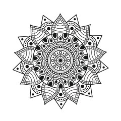 Circle flower of mandala with vintage floral style, Vector mandala Oriental pattern