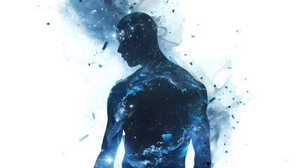 Mystical Cosmic Man Dissolving Into Stardust