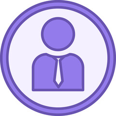 Colored Person Icon. Vector Icon of One Man with Tie Isolated on White Background