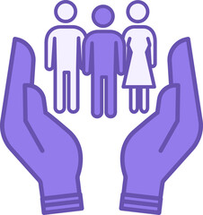 Mankind Colored Icon. Vector Icon of Group of People in Human Hands