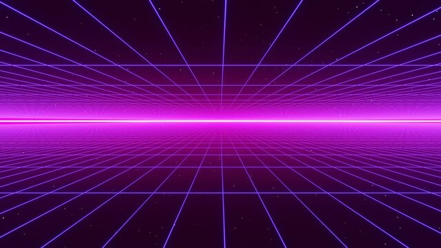 3d abstract retro pink and blue neon grid. Wireframe sci-fi futuristic background 80s 90s videogame y2k style. Futuristic space galaxy animation 30fps loop	Disco music template