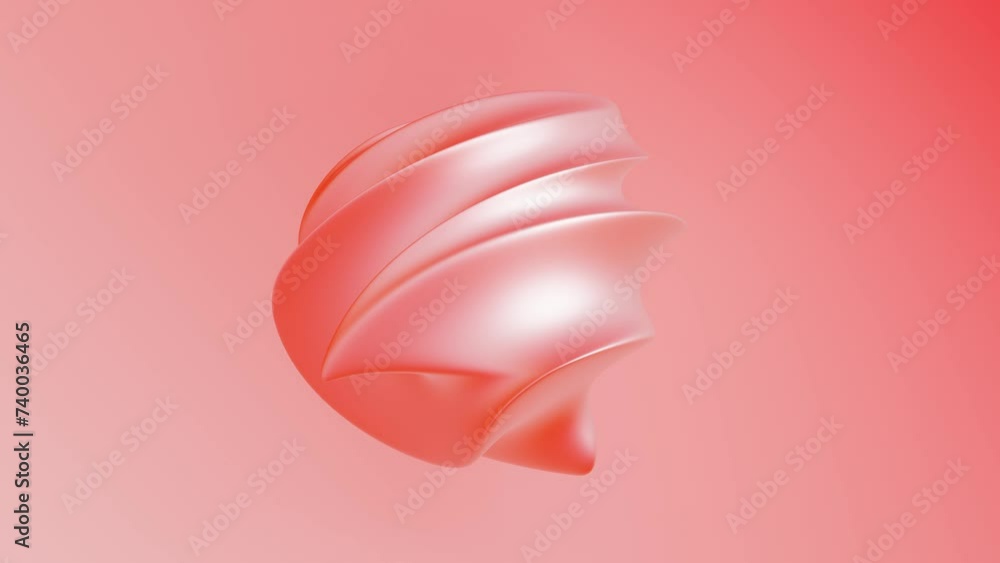 Poster 3d abstract peach pink dreamy color background. liquid blob shape with ripples waves. smooth sphere 