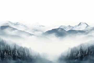 Shimmering misty mountains frozen