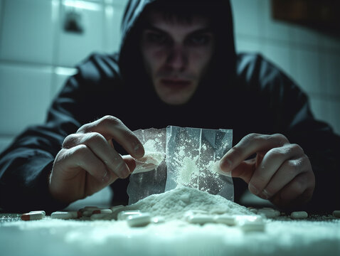 違法薬物を扱う男