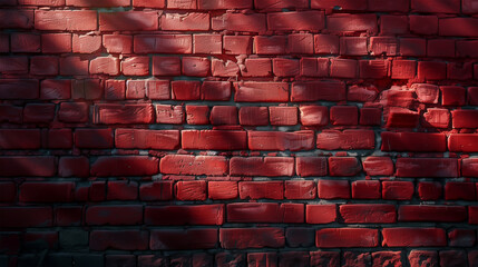 Red brick wall with shadow and sunlight, Red brick wall with shadow from the window. Background and texture,