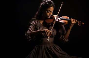 Notes and strings: violinist in black and white