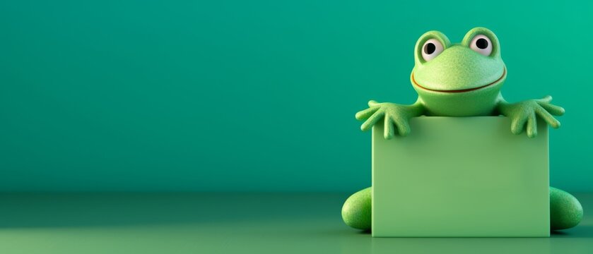 Happy Leap Day 29 February 2024, greeting card illustration - Leap year concept, green frog on table background