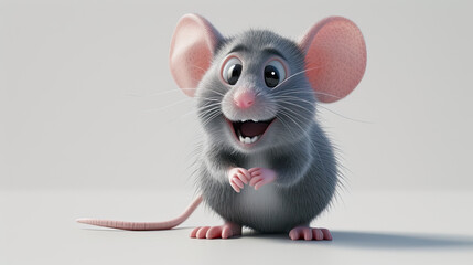 3d animation character mouse smiling isolated on white background
