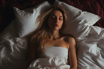 Woman struggles with insomnia while lying awake in bed. Concept Insomnia, Sleepless Nights, Mental Health, Sleep Disorders, Overcoming challenges
