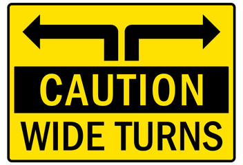 Obraz premium Truck warning sign and labels wide turn