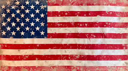 usa flag painted on old wood plank texture background