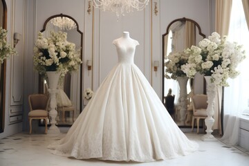 Fototapeta premium Light Luxury Wedding Dress Exhibition