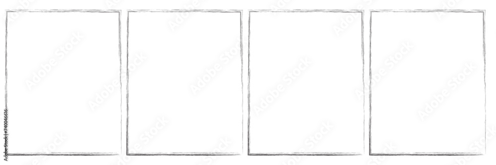 Poster grunge square and rectangle frames. ink empty black boxes set. rectangle borders collections. rubber