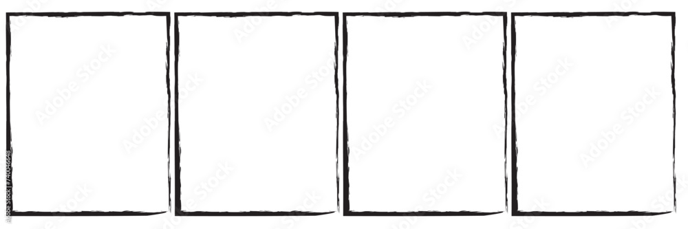 Poster grunge square and rectangle frames. ink empty black boxes set. rectangle borders collections. rubber