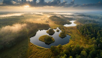 sunrise over the lakes, natural environment