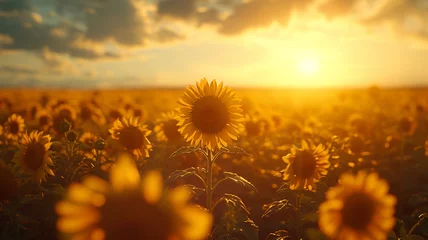 Foto auf Acrylglas field of sunflowers © memoona