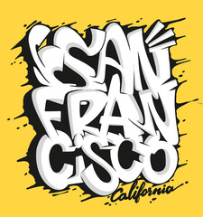 San Francisco California graffiti style hand drawn lettering shirt print