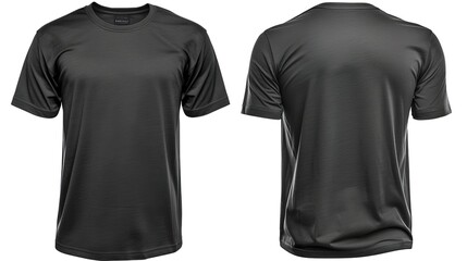 Maqueta de camiseta de hombre color negra. Vistas frontal y posterior. Generado por IA. - obrazy, fototapety, plakaty