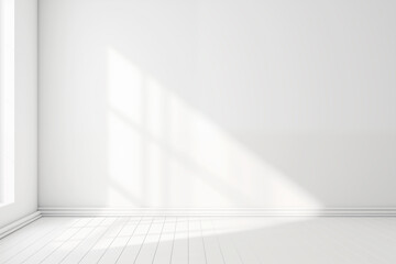 White studio background, Empty room with shadows for cosmetic product.