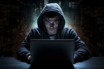 Symbolizing Cyber Crime and Security: Exploring the Dark Web Hacker. Concept Cyber Crime, Dark Web, Hacker, Security, Digital Threats