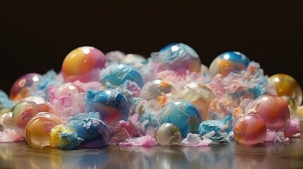 molten colored soap bubbles