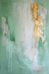 Abstract Picture Pale Green and Gold, Ideal for Modern Home Decor