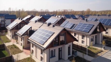 solar panels on the roofs of houses in the new area