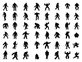 Bigfoot silhouette vector art white background
