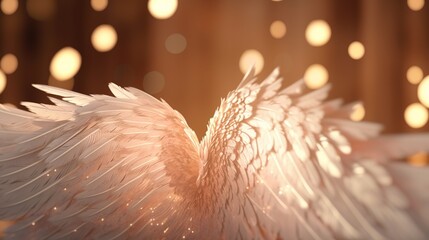 angel wings with lights in the background