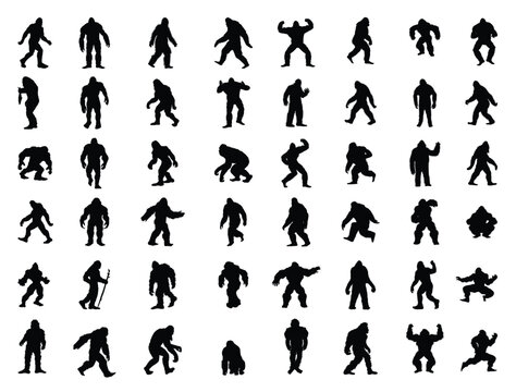 Bigfoot silhouette vector art white background