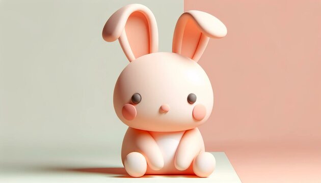 rabbit, bunny, easter, animal, toy, cartoon, holiday, hare, baby, cute, illustration, vector, object, eggs, egg, spring, celebration, pink, ears, pet, isolated, fun, happy, mammal, decoration