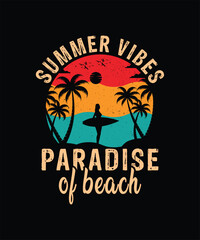 Summer vibes paradise of beach tshirt design