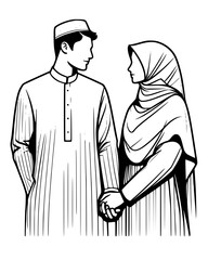 ramadan kareem, ied mubarak, Couple of muslim illustration