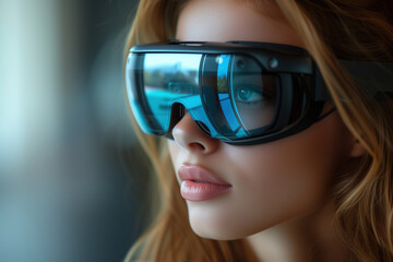 Beautiful girl in virtual reality glasses.
