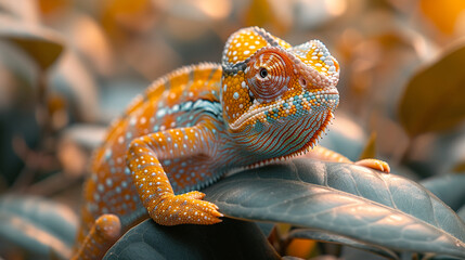 close up wildlife photography, authentic macro photo of a chameleon in natural habitat, taken with telephoto lenses, for relaxing animal wallpaper and more