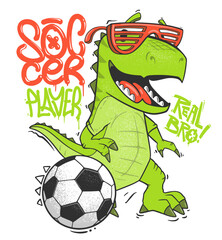 Player dinosaur t-shirt design with slogan. © rosovskyi