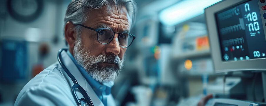 Focused shot of a digital blood pressure monitor used by a doctor modern healthcare