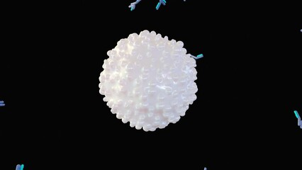 3d animation of antigens as Invaders triggering alarm and Antibodies locking onto invaders, neutralizing them.