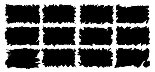 Jagged rectangle vector set black color isolated on white background 10 eps