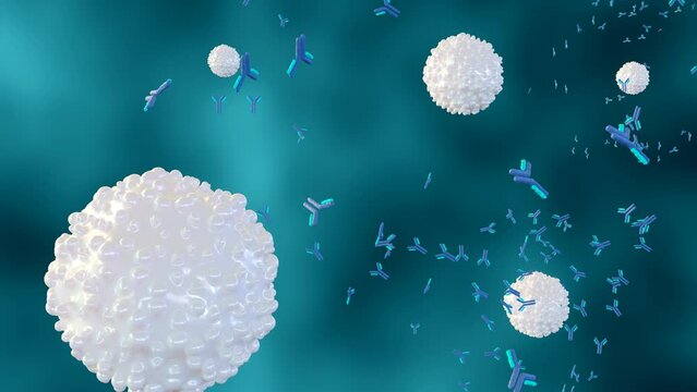3d animation of antigens as Invaders triggering alarm and Antibodies locking onto invaders, neutralizing them.