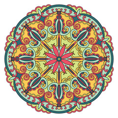 Hand Drawn Floral Mandala Colorful vector illustration