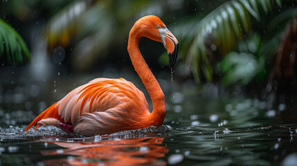 close up wildlife photography, authentic photo of a flamingo in natural habitat, taken with...