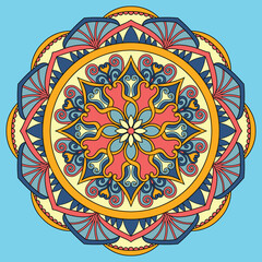 Hand Drawn Floral Mandala Colorful vector illustration