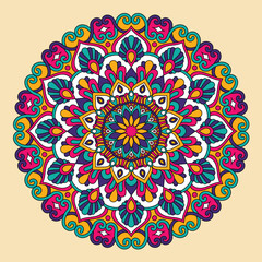 Hand Drawn Floral Mandala Colorful vector illustration