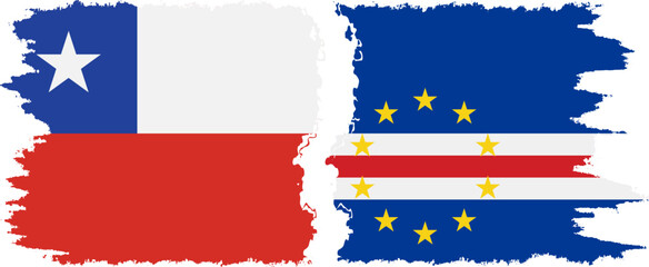 Cape Verde and Chile grunge flags connection vector