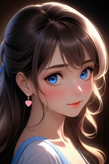 Portrait rapproché de femme aux yeux bleues