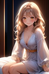 Femme assise sur son lit