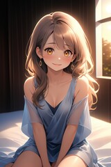 Femme assise sur son lit